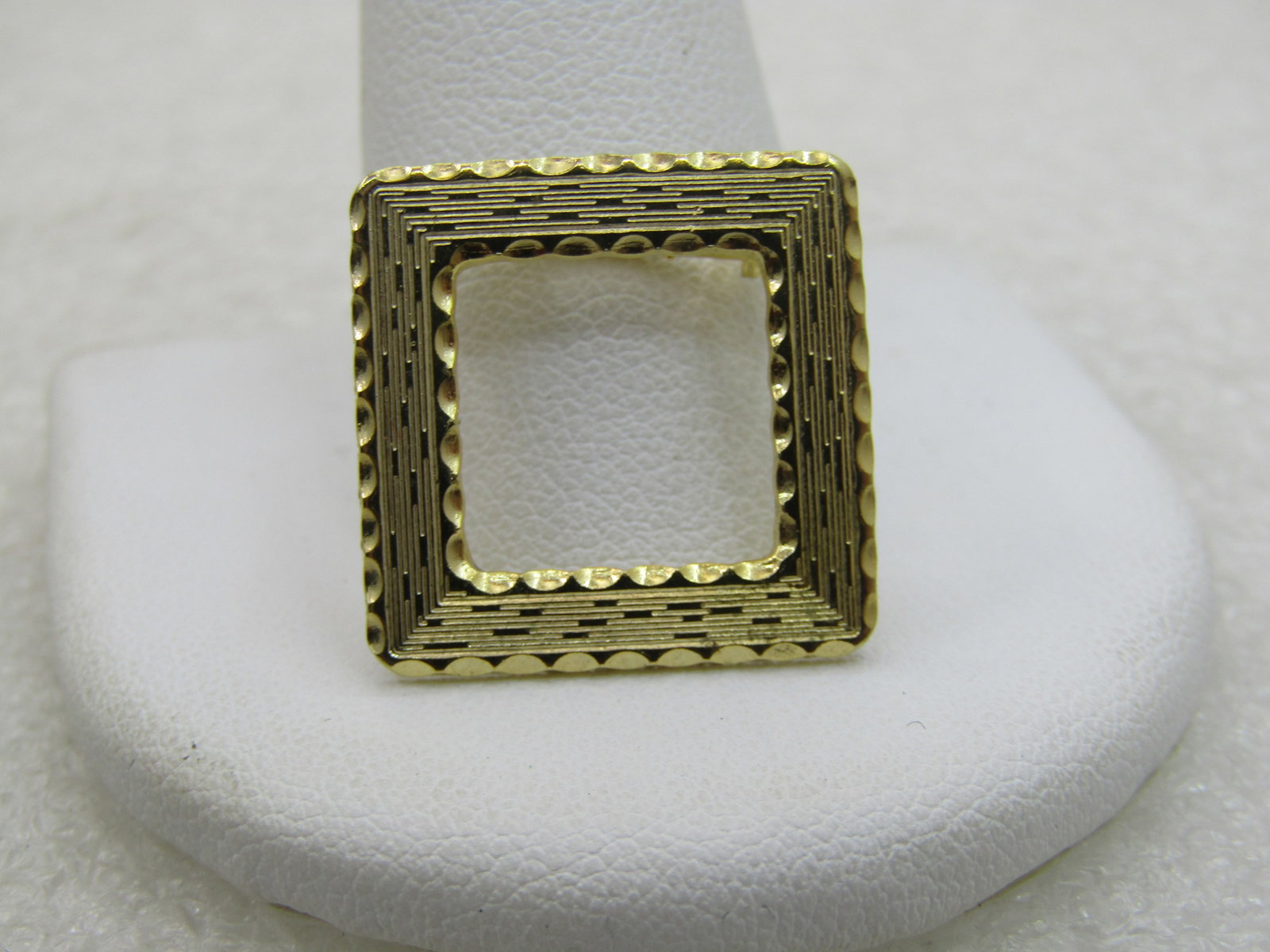 Vintage Square Brooch, Open Center, 3/4" Gold Tone, 1960's NL (1 of 4)