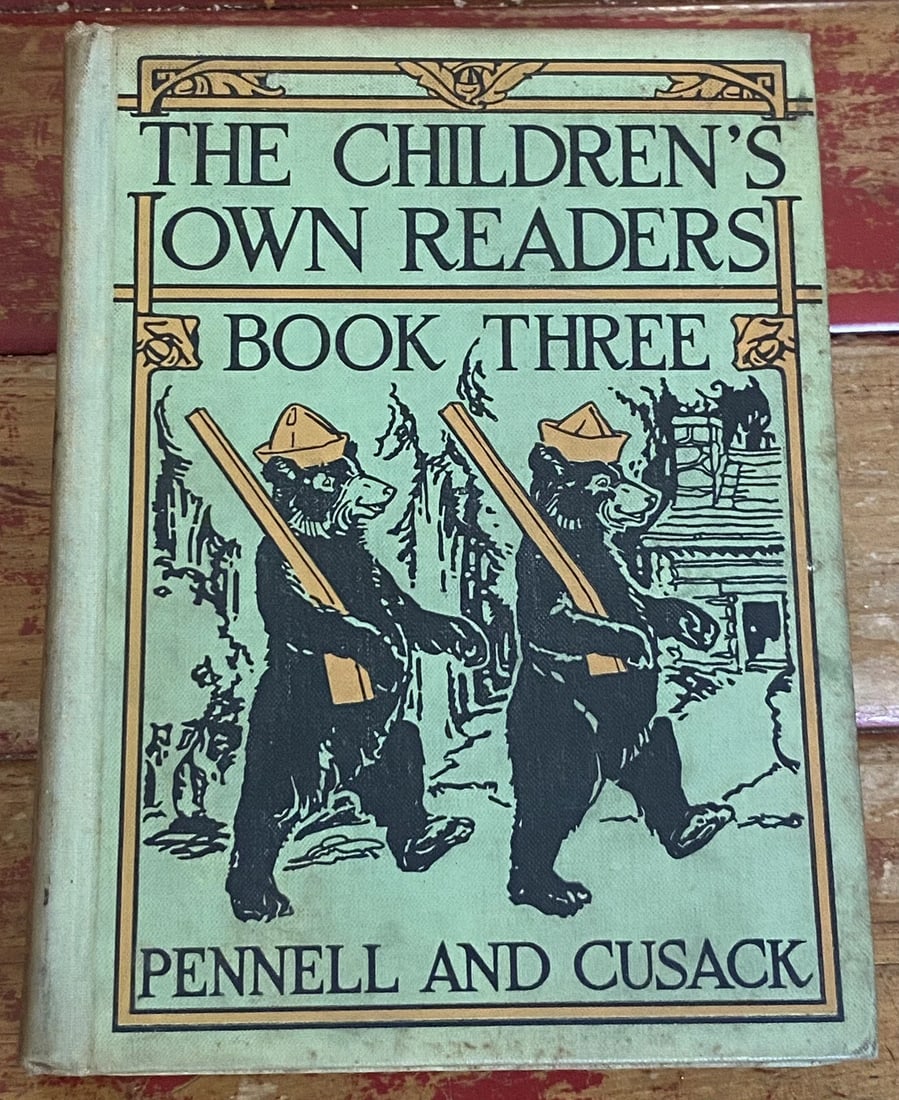 The Children’s Own Readers Book Three 1929 Pennell and Cusack HC Very Good: The Children’s Own Readers Book Three 1929 Pennell and Cusack. Charming colorful and numerous illustrations throughout. Hardcover green cloth boards, cute front cover illustration, title to spin