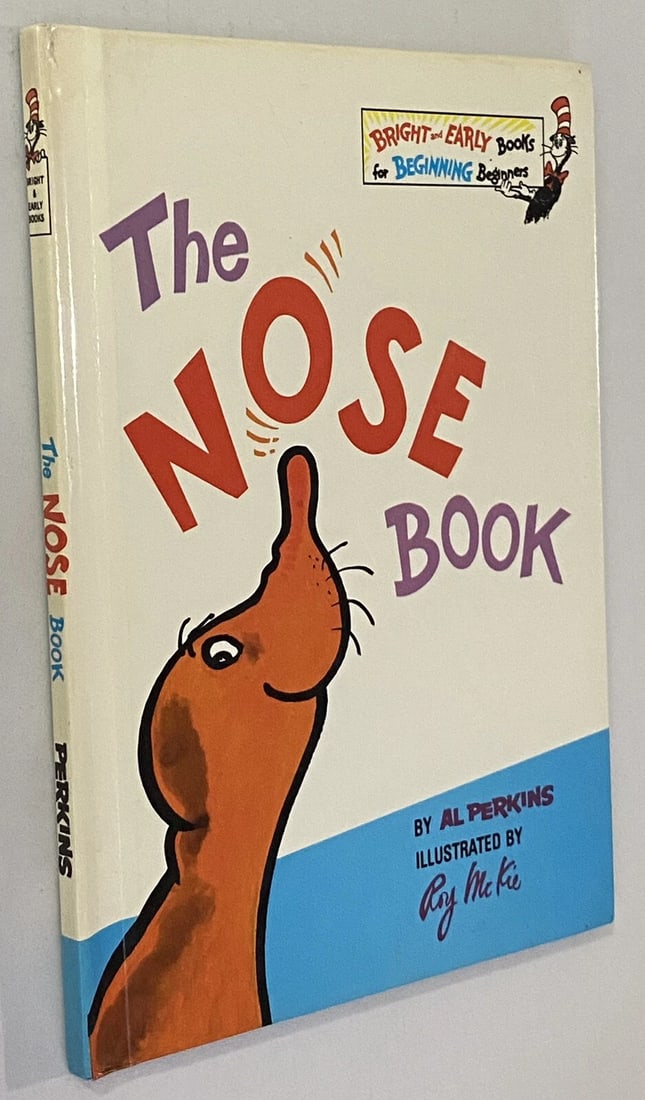 1970 The Nose Book Al Perkins Dr Seuss Bright & Early Book Club Edition HC: This is a rare and collectible hardcover edition of "The Nose" by Al Perkins, published by Random House in 1970. Number 0, T. Like New condition. Very bright, crisp pages; boards bright, one slight in