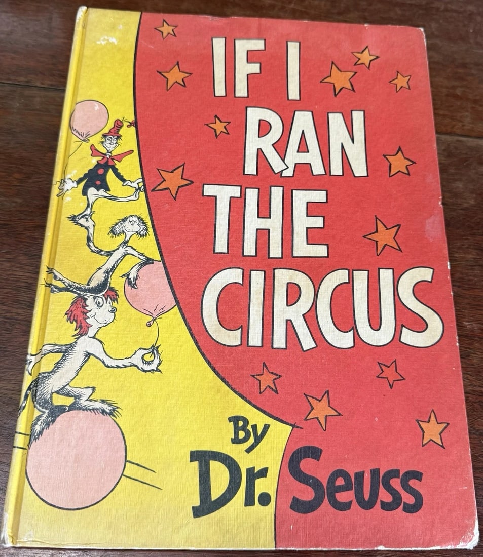 Dr Seuss If I Ran the Circus HC 1st Edition 1956 Good Condition Random House: This product is a hardcover first edition of "If I Ran the Circus" by Dr. Seuss, published by Random House in 1956. Has the usual signs of wear including edge wear, some wear to tips, wear to spine ed