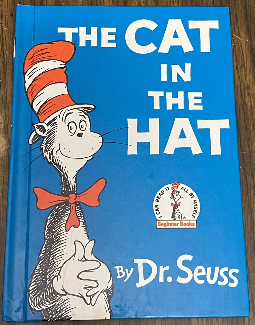 The Cat In The Hat Dr Seuss 1957 First Edition BCE 1985 Reprint Random House HC: The Cat In The Hat by Dr. Seuss 1985 Grolier Book Club Edition 1st Ed. Hardcover. Writing on front endpaper, else book is very clean. Binding tight, no missing or loose or torn pages. Reserve: $40.00 