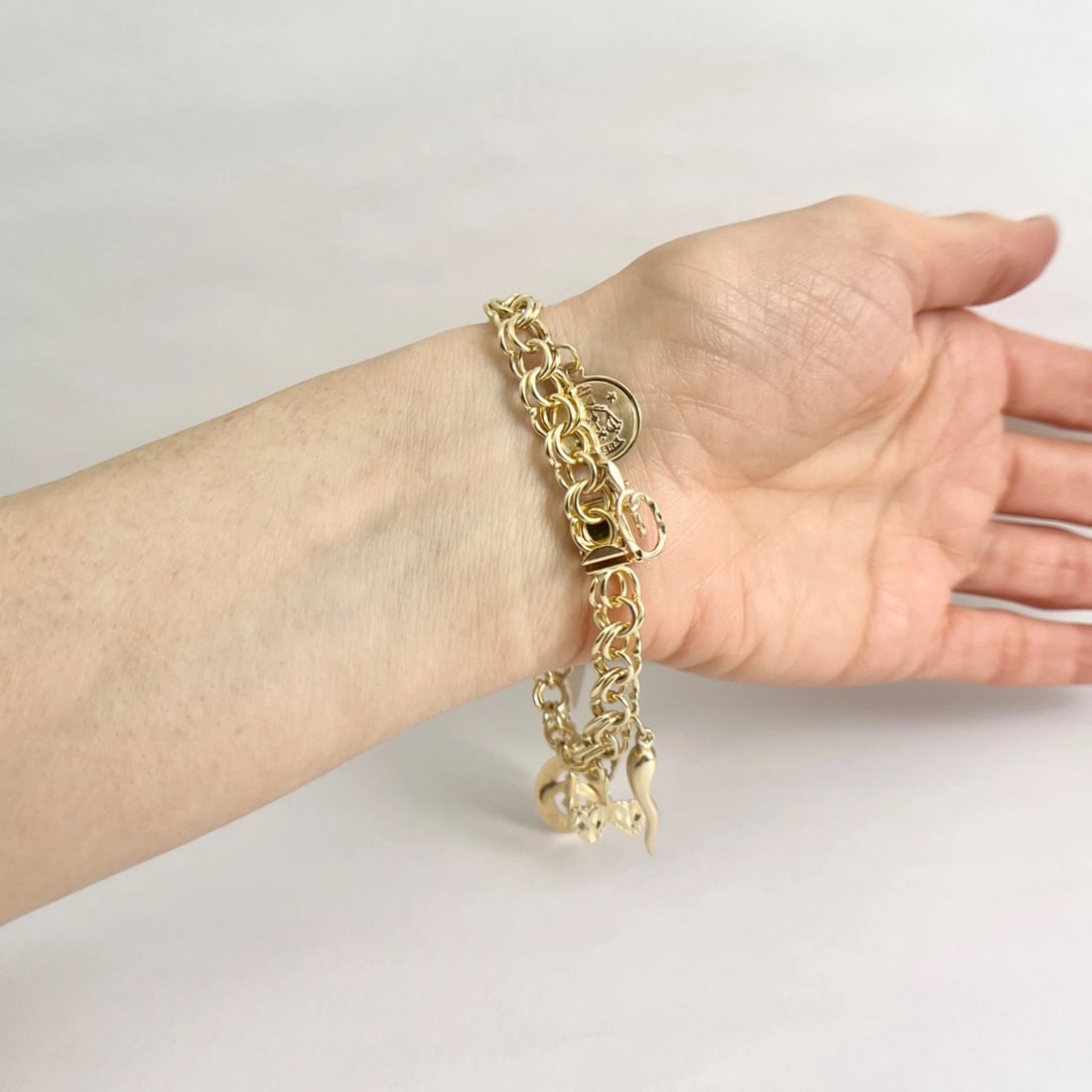 Vintage Scorpio Libra Italian Horn Charm Bracelet 14K Yellow Gold, 22.88 Grams - 9