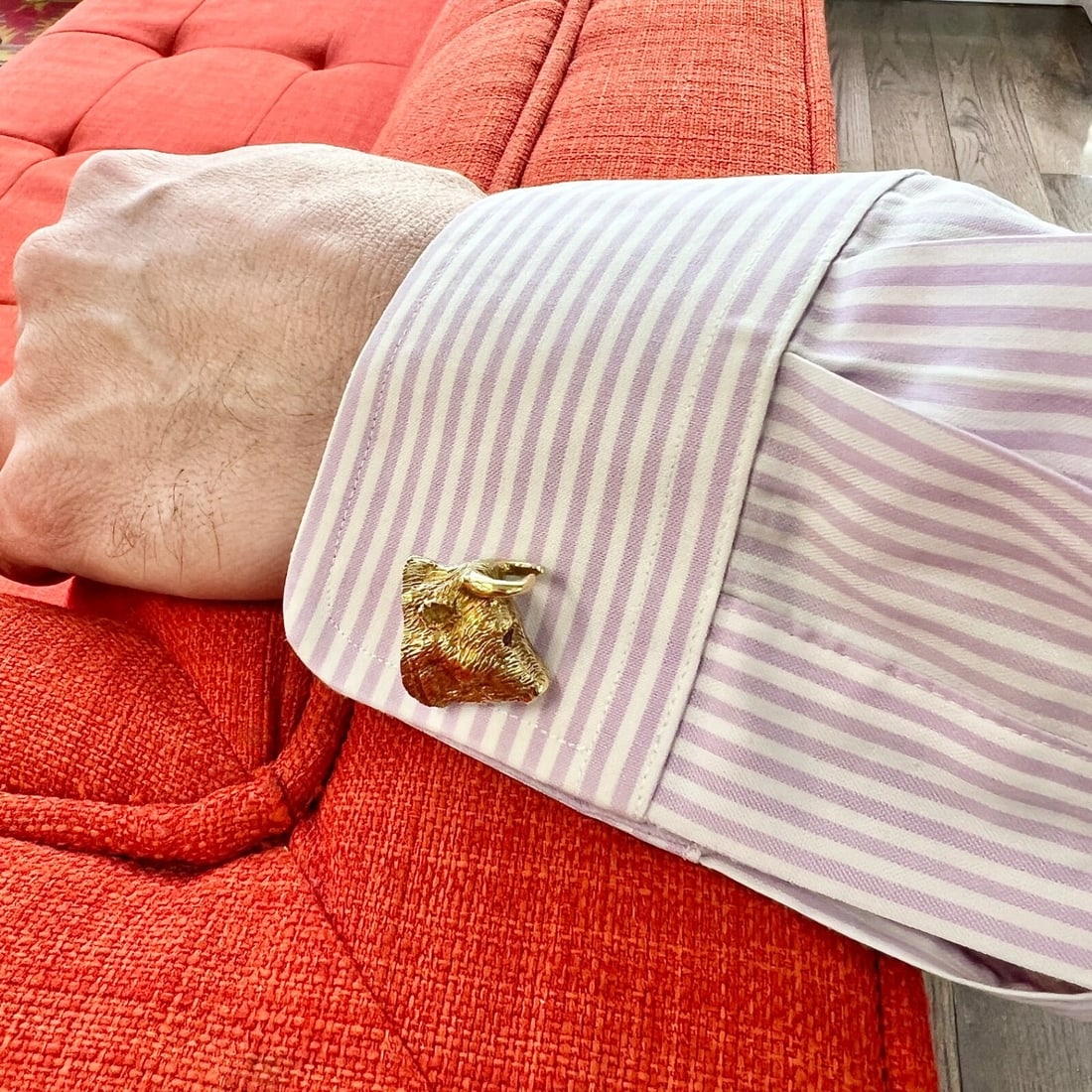 Vintage Bull Bear Ruby Sapphire Animal Cufflinks 18K 14K Yellow Gold, 26.39 Gram - 12