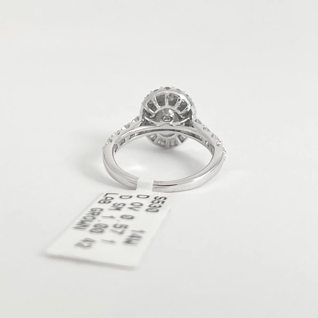 Oval Lab-Created Diamond Double Halo Engagement Ring 14K White Gold, 1.57 CTW - 5