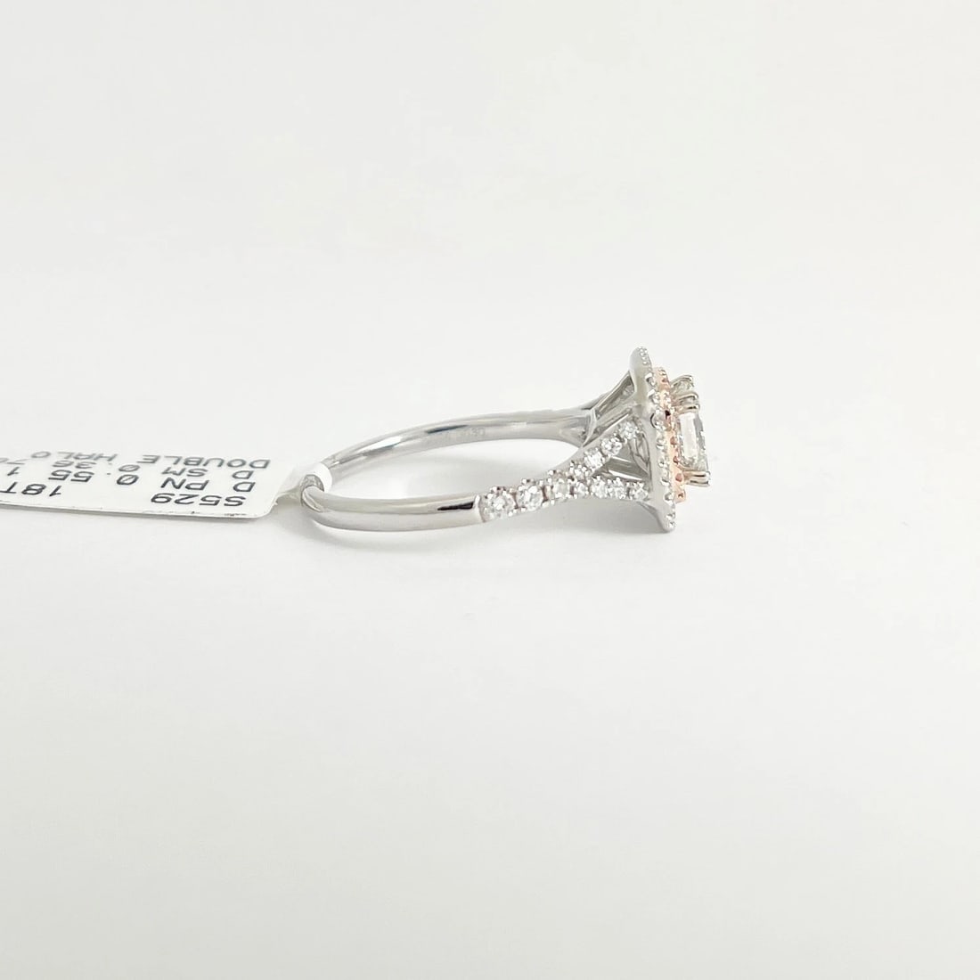 Princess Cut Pink Diamond Cushion Halo Engagement Ring 18K White Gold, 1.05 CTW - 5