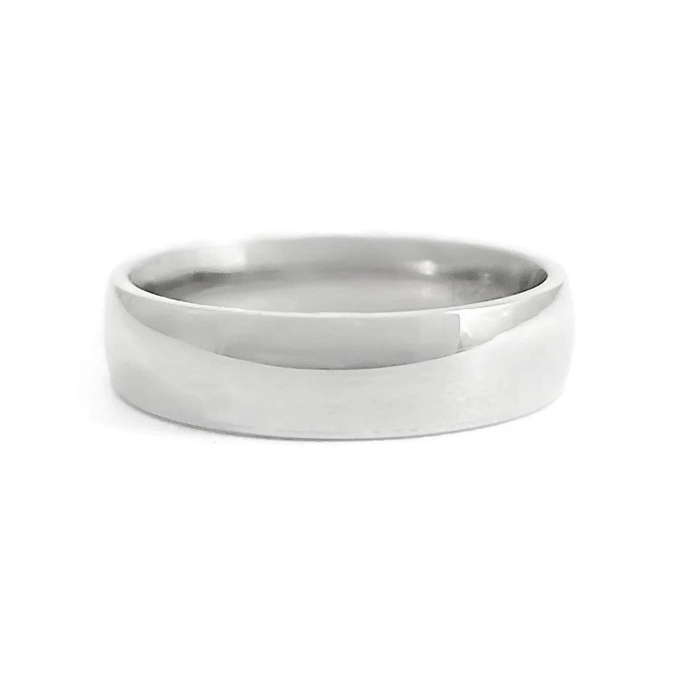 Men's Comfort Fit Classic Plain Wedding Band Ring 14K White Gold Size 8, 5 mm (1 of 5)