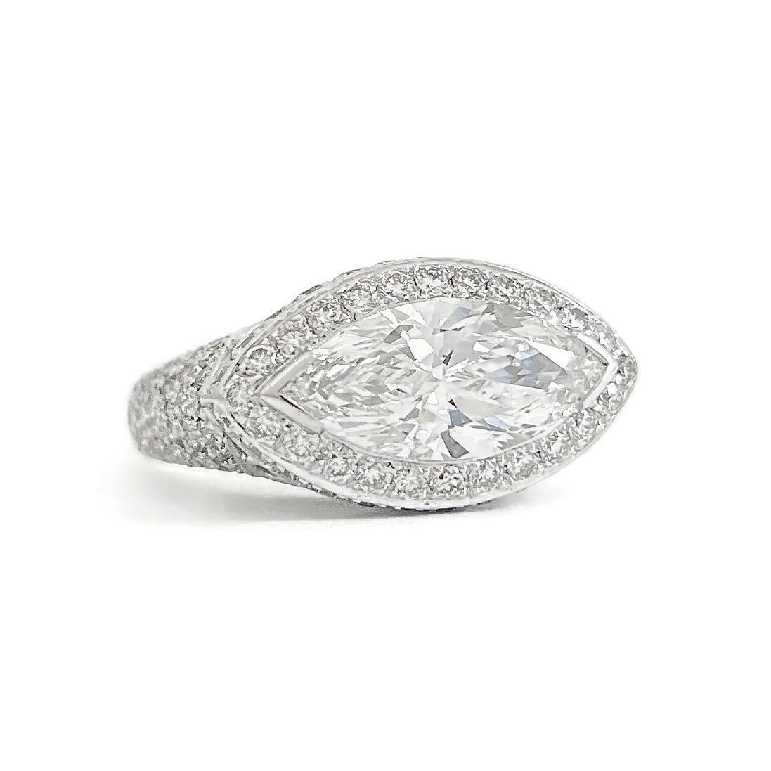 Marquise Lab-Created Diamond Halo Engagement Ring 14K White Gold, 4.12 CTW: Title: Marquise Lab-Created Diamond Halo Engagement Ring 14K White Gold, 4.12 CTW Description: Marquise Lab-Created Diamond Halo Engagement Ring 14K White Gold, 4.12 CTW This is a beautiful halo