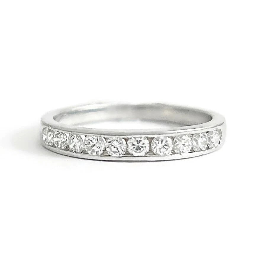 Round Diamond Channel-Set Wedding Band Ring 18K White Gold, Size 6, .35 CTW: Title: Round Diamond Channel-Set Wedding Band Ring 18K White Gold, Size 6, .35 CTW Description: Round Diamond Channel-Set Wedding Band Ring 18K White Gold, Size 6, .35 CTW This is a beautiful and