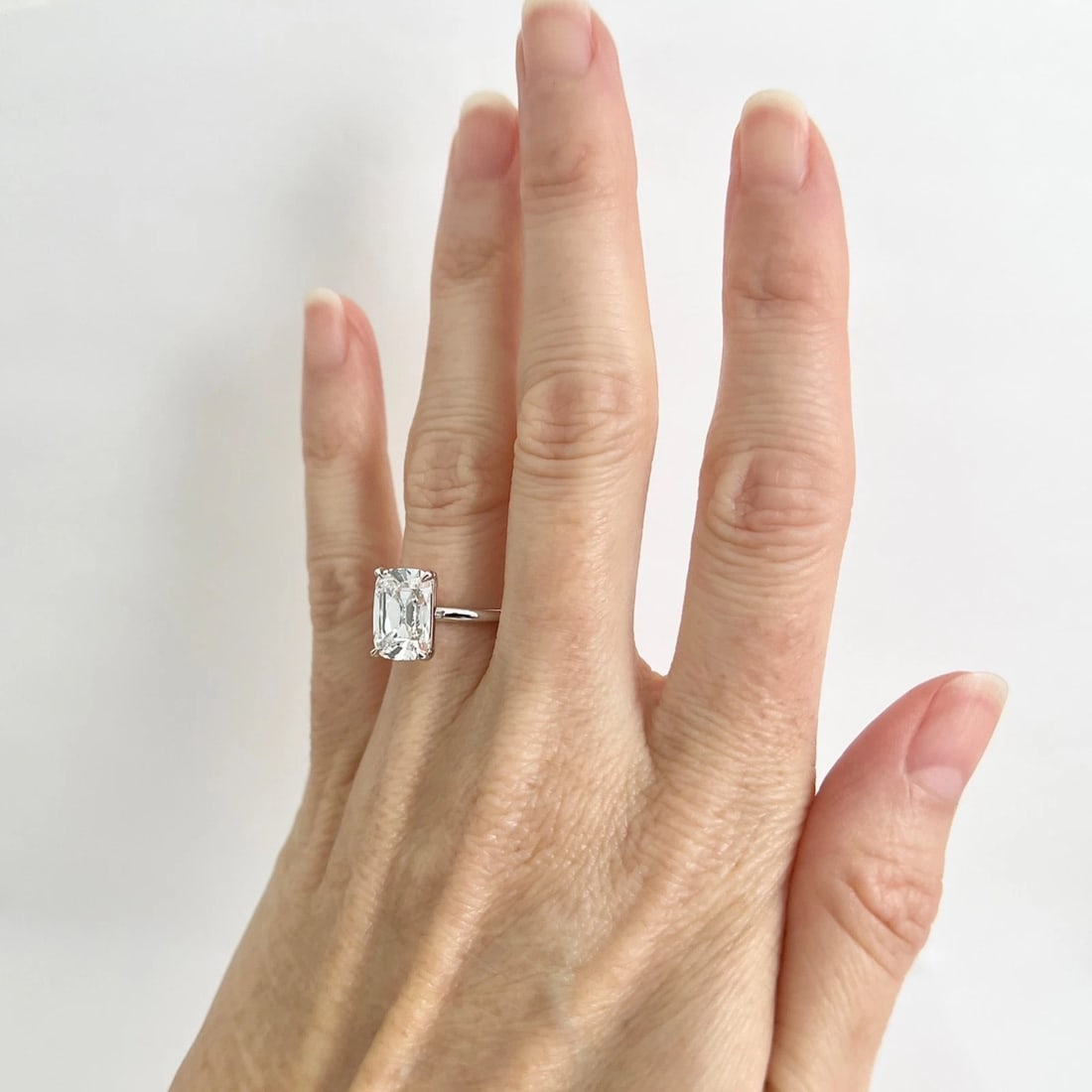 Elongate Old Mine Lab-Created Diamond Engagement Ring 14K White Gold, 3.08 CT - 3