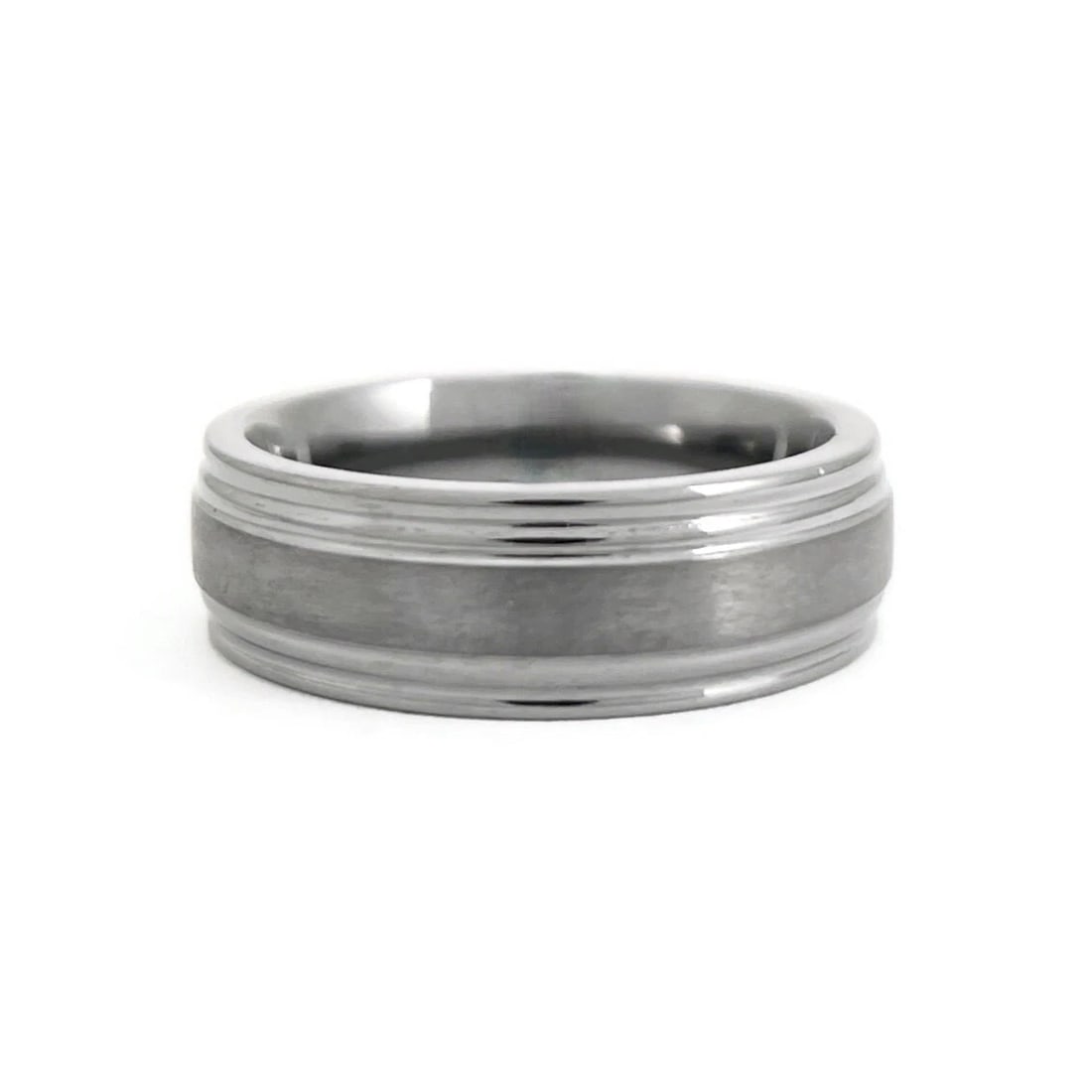 Men's Wide Grey Satin Center Grooved Edge Wedding Band Ring Tantalum, Size 10: Title: Men's Wide Grey Satin Center Grooved Edge Wedding Band Ring Tantalum, Size 10 Description: Men's Wide Grey Satin Center Grooved Edge Wedding Band Ring Tantalum, Size 10 This is a classic