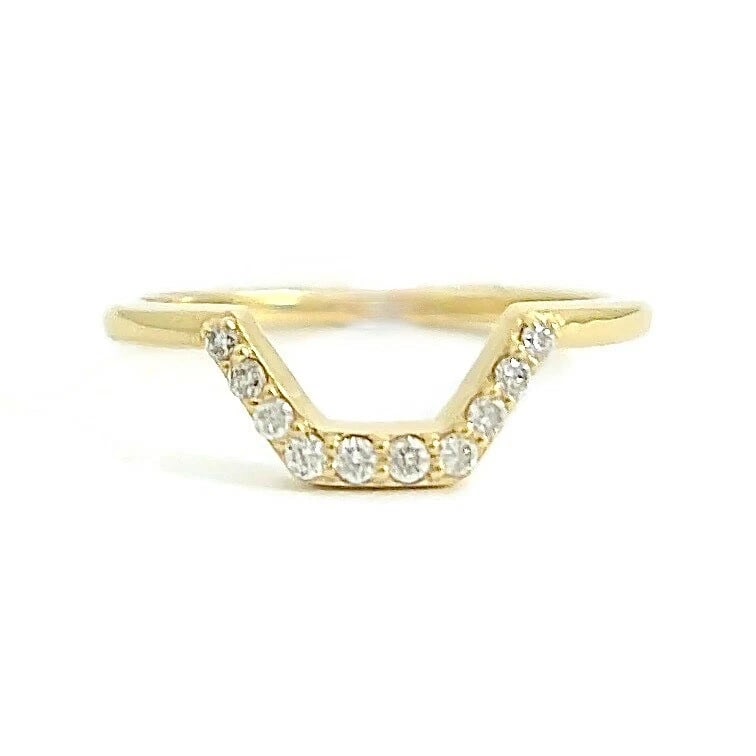 Curved Diamond Linear Nesting Wedding Band Ring 14K Yellow Gold, .10 CTW: Title: Curved Diamond Linear Nesting Wedding Band Ring 14K Yellow Gold, .10 CTW Description: Curved Diamond Linear Nesting Wedding Band Ring 14K Yellow Gold, .10 CTW This is a lovely ring that can be