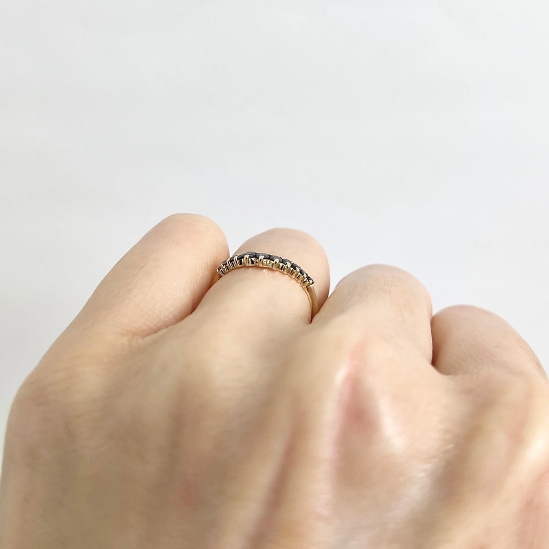 Curved Black Diamond Wedding Band Ring 14K Yellow Gold, Size 4.75, .23 CTW - 5