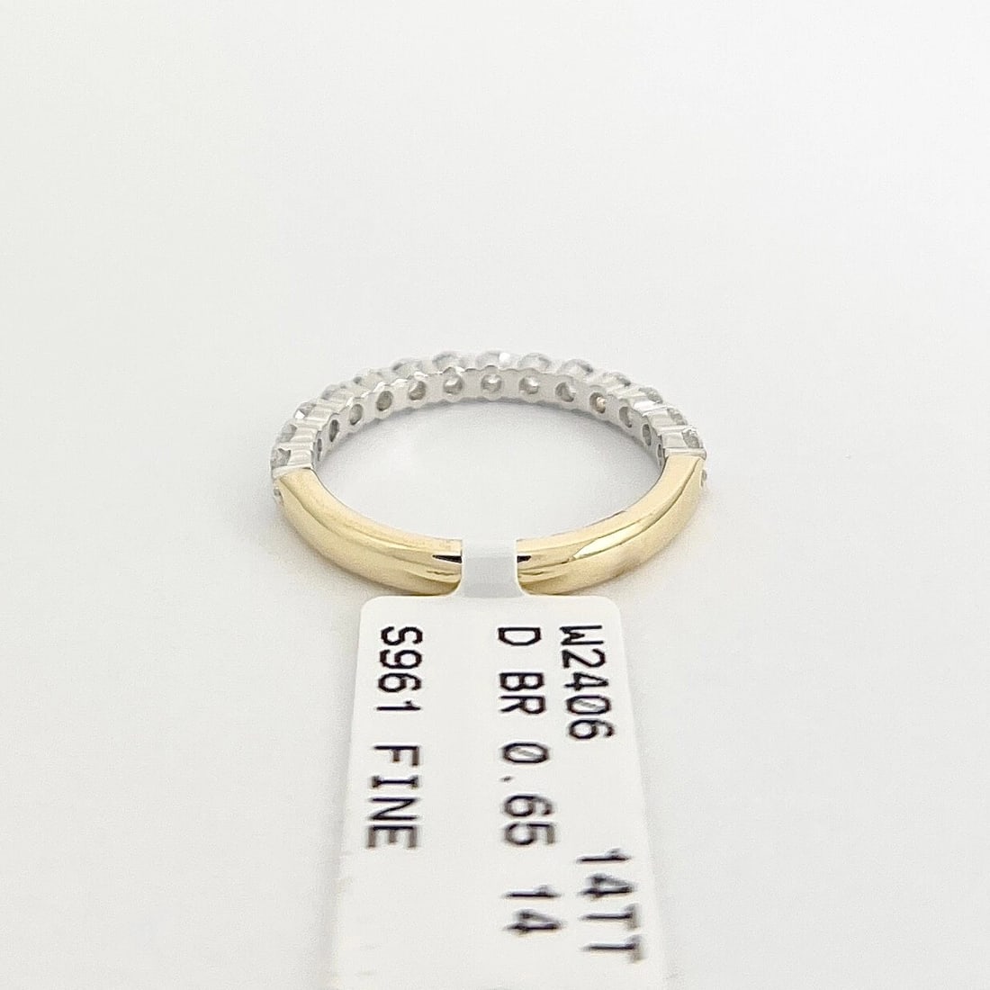 Two-Tone Round Diamond Wedding Band Anniversary Ring 14K Yellow Gold .65 CTW - 8