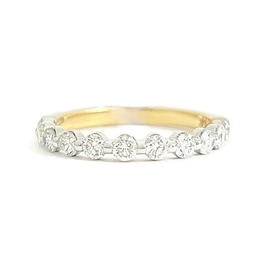 Two-Tone Round Diamond Wedding Band Anniversary Ring 14K Yellow Gold .70 CTW: Title: Two-Tone Round Diamond Wedding Band Anniversary Ring 14K Yellow Gold .70 CTW Description: Two-Tone Round Diamond Wedding Band Anniversary Ring 14K Yellow Gold .70 CTW This is a lovely ring