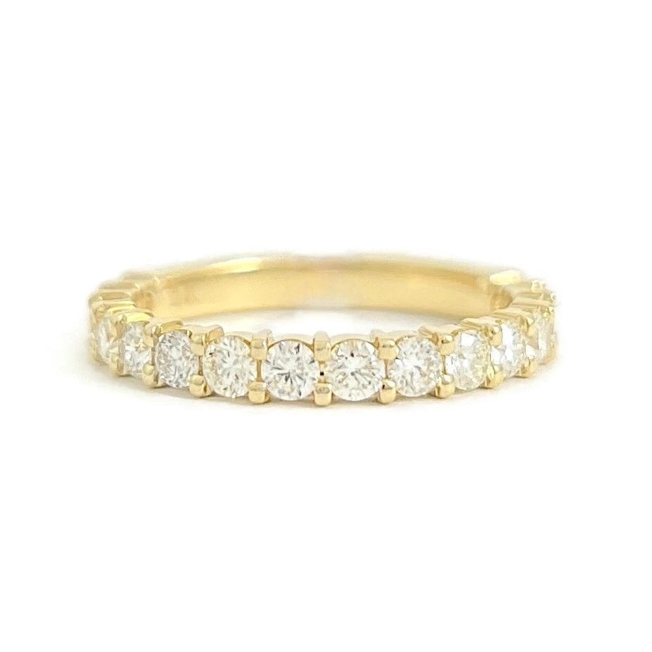 Round Diamond Wedding Band Anniversary Ring 14K Yellow Gold, .90 CTW: Title: Round Diamond Wedding Band Anniversary Ring 14K Yellow Gold, .90 CTW Description: Round Diamond Wedding Band Anniversary Ring 14K Yellow Gold, .90 CTW This is a lovely ring that can be worn as 