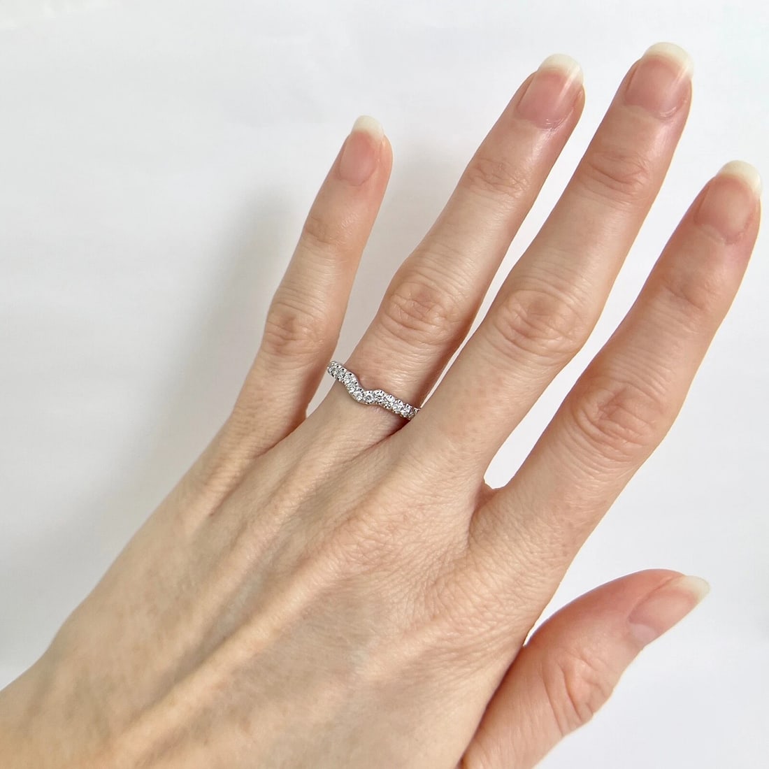 Neil Lane Curved Diamond Wedding Band Ring 14K White Gold, .36 CTW - 2