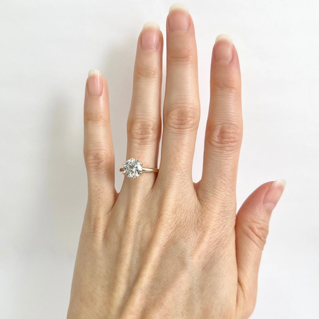 EGL Round Solitaire Diamond 6-Prong Engagement Ring 14K Yellow Gold, 2.00 CT - 2