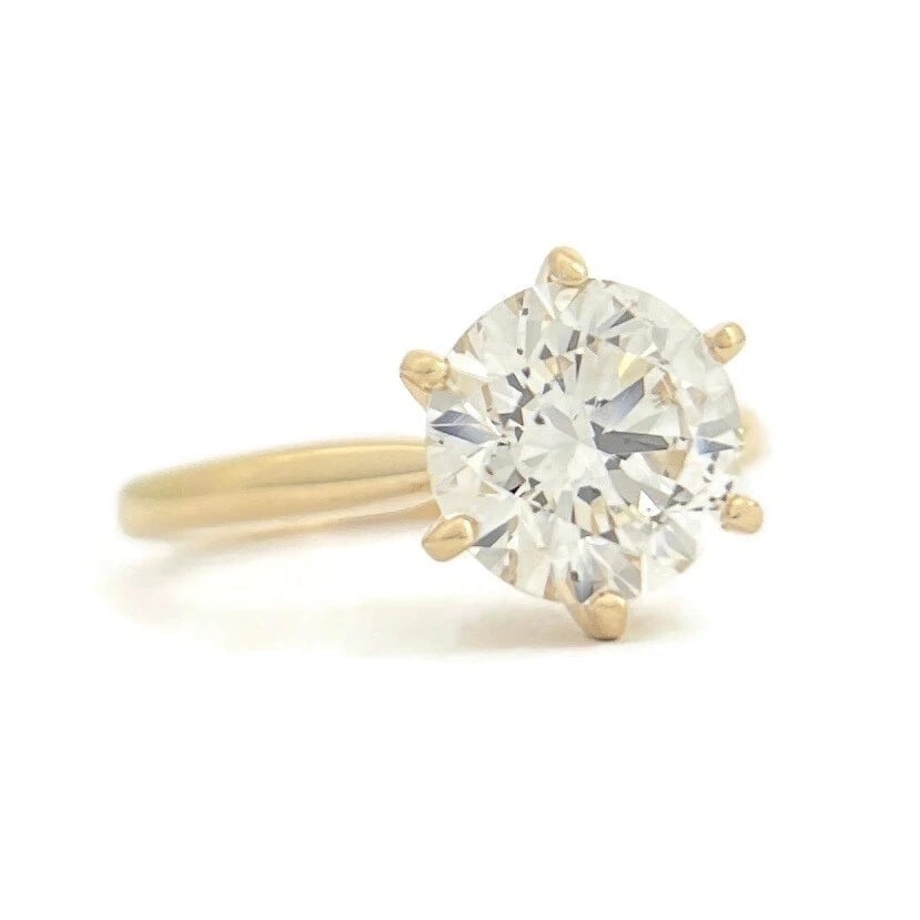 GIA Round Solitaire Diamond 6-Prong Engagement Ring 14K Yellow Gold, 2.00 CT (1 of 11)