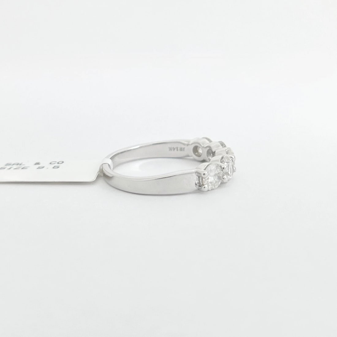 5-Stone Round Diamond Wedding Band Anniversary Ring 14K White Gold, 2.05 CTW - 9