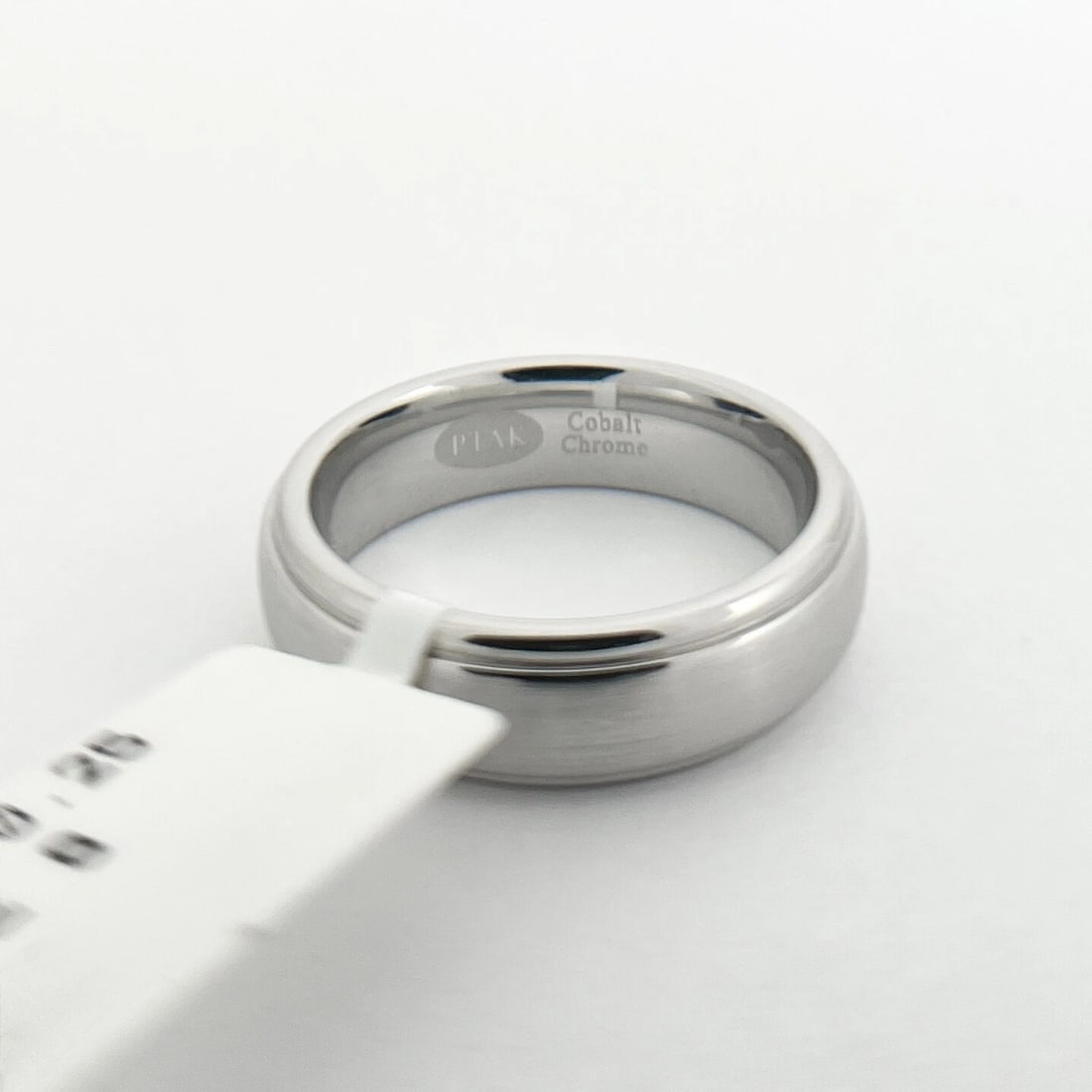 Men's Step Edge Wedding Band Ring Cobalt Chrome, Size 8, 6.1 mm - 7