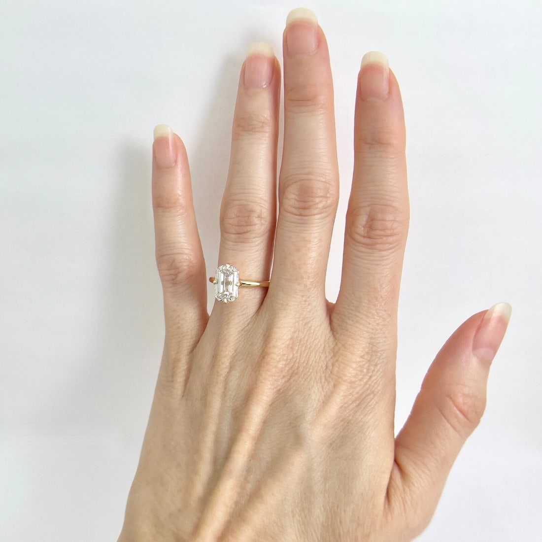 Emerald Cut Solitaire Lab-Created Diamond Engagement Ring 18 Yellow Gold 2.70 CT - 2
