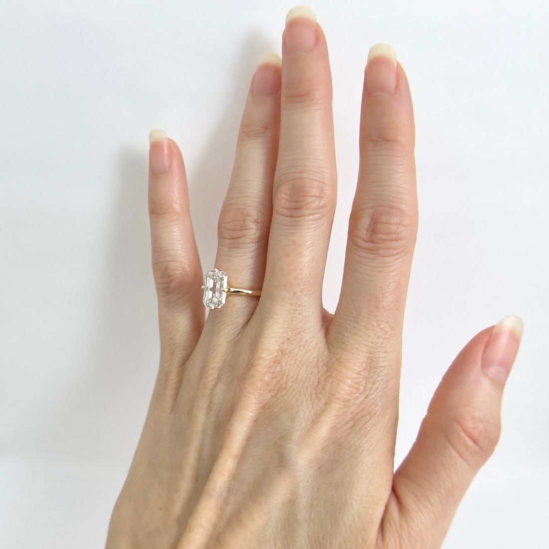 Emerald Cut Solitaire Lab-Created Diamond Engagement Ring 18 Yellow Gold 2.70 CT - 3