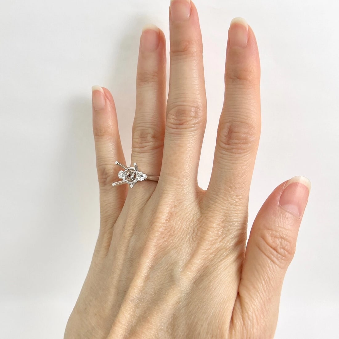 Heart Diamond Engagement Ring Setting Mounting 14K White Gold .33 CTW - 2