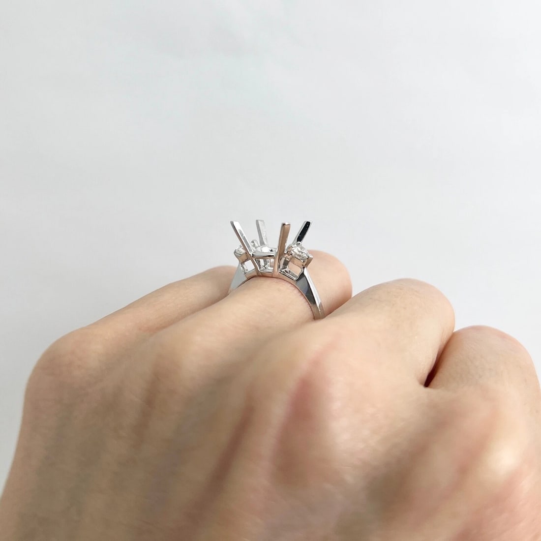 Heart Diamond Engagement Ring Setting Mounting 14K White Gold .33 CTW - 3
