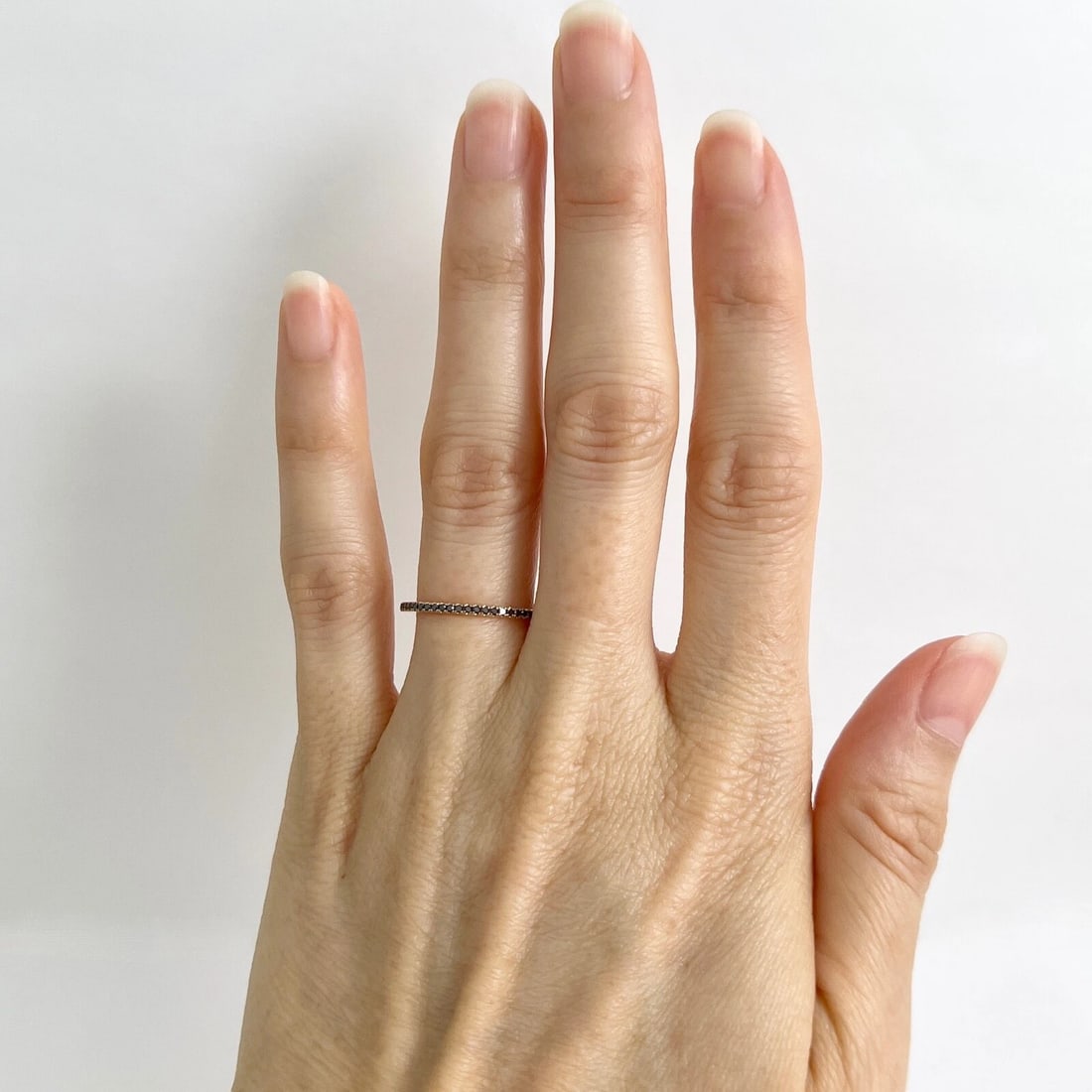 Thin Black Diamond Eternity Ring Band 14K Rose Gold, .45 CTW, Size 5.25, 1.3 mm - 2