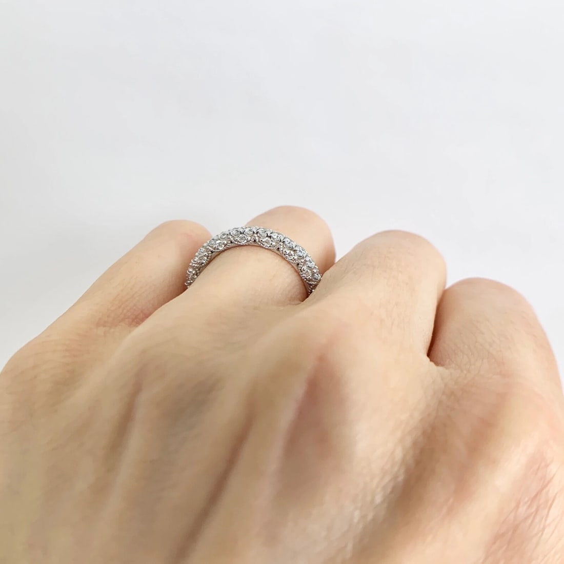 3-Sided Milgrain Diamond Ring Wedding Band 14K White Gold 1.03 CTW, Size 7 - 3