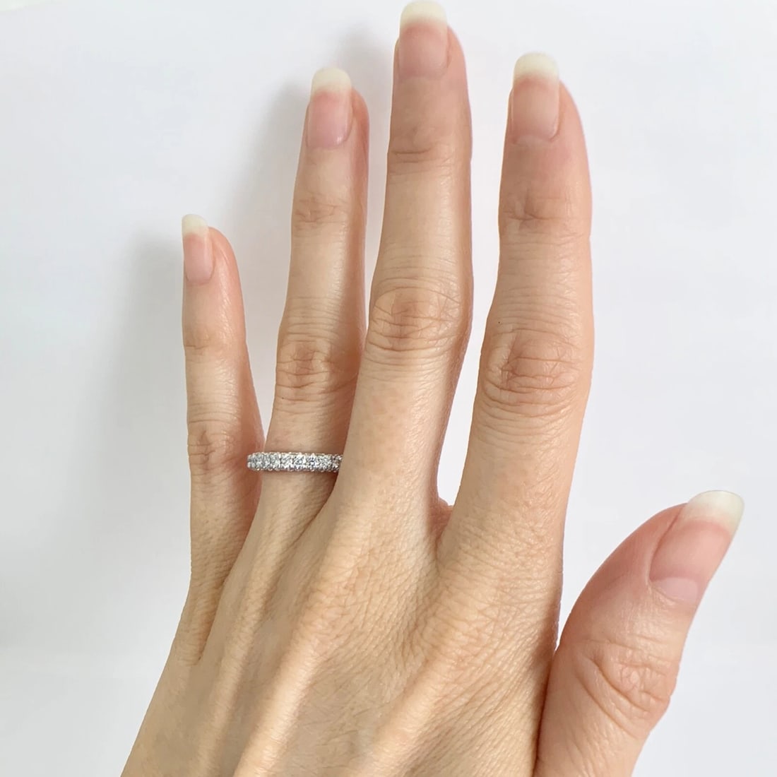 3-Sided Milgrain Diamond Ring Wedding Band 14K White Gold 1.03 CTW, Size 7 - 5