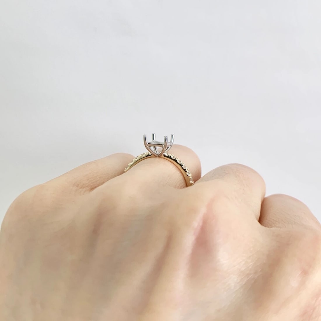 Emerald Cut Rectangle Diamond Engagement Ring Setting Mounting 14K Yellow Gold - 4