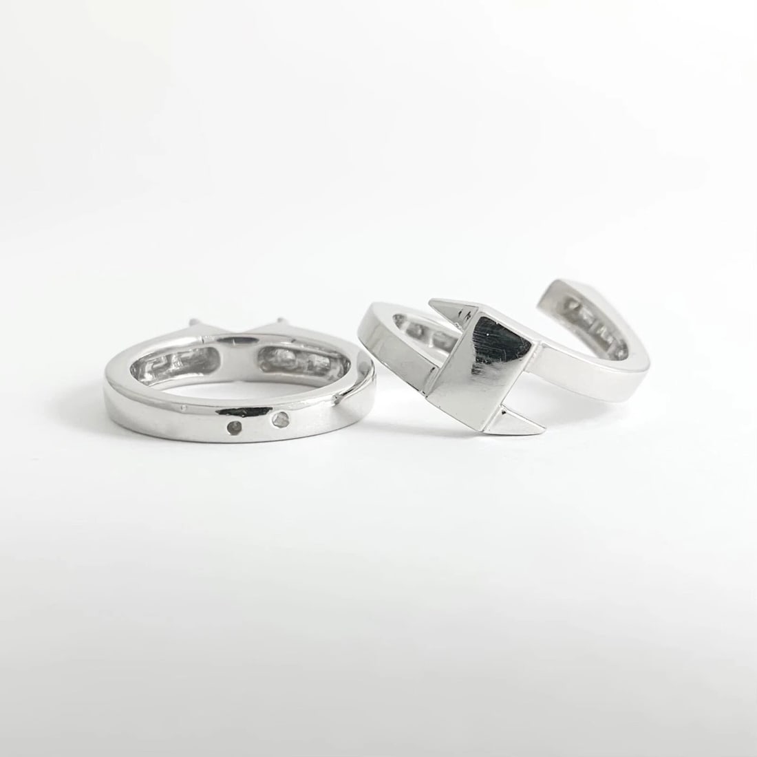 Interlocking Set Diamond Engagement Ring Mounting Wedding Band Platinum .96 CTW - 11
