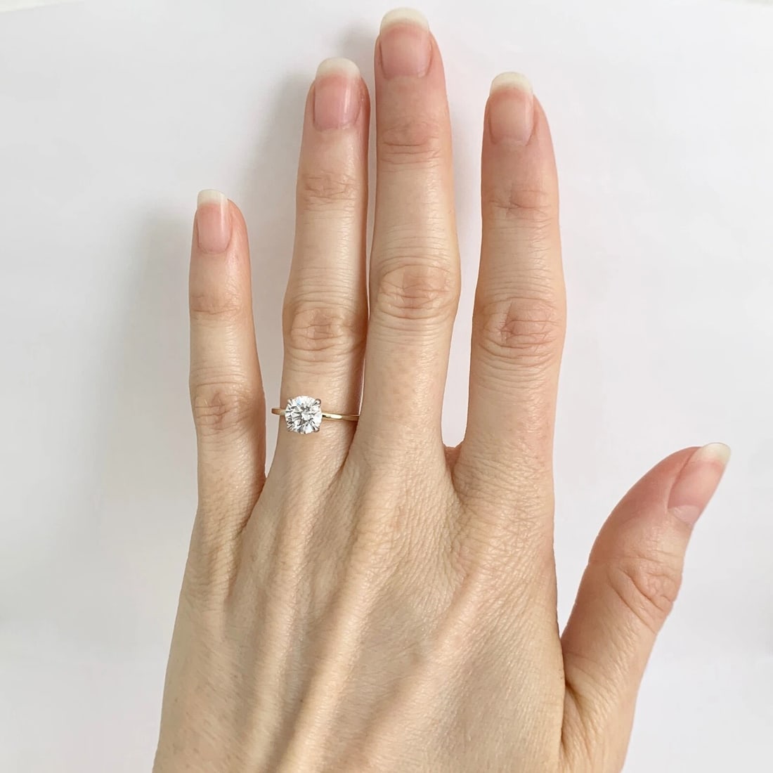 GIA Round Solitaire Diamond Thin Band Engagement Ring 14K Yellow Gold, 1.03 CTW - 2