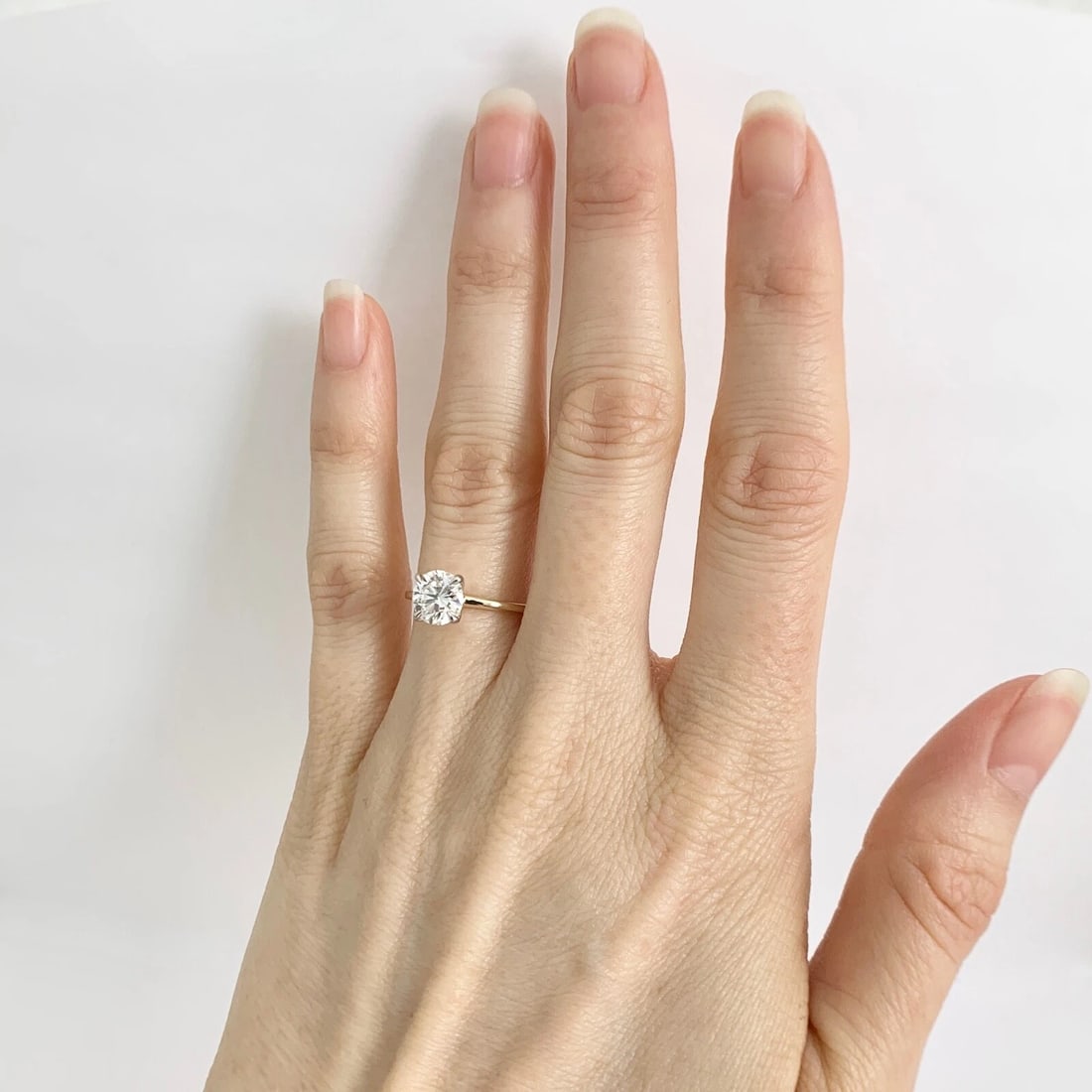 GIA Round Solitaire Diamond Thin Band Engagement Ring 14K Yellow Gold, 1.03 CTW - 3
