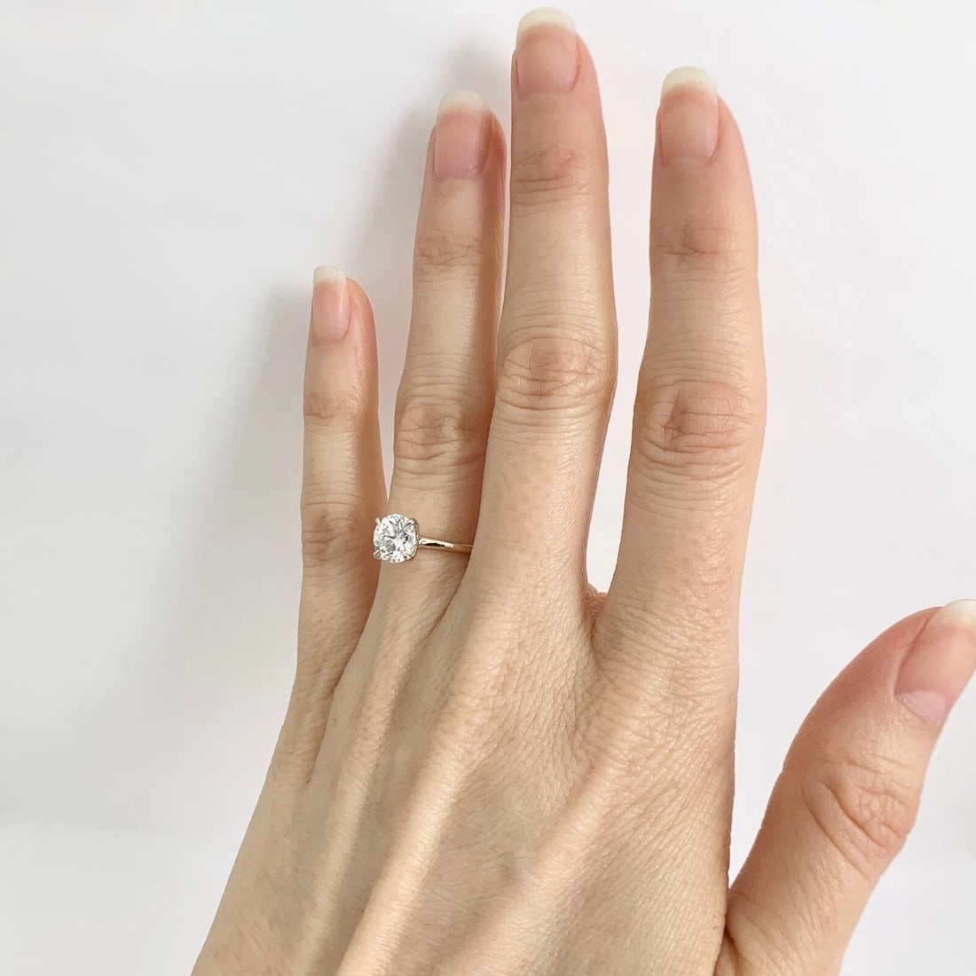 GIA Round Solitaire Diamond Thin Band Engagement Ring 14K Yellow Gold, 1.03 CTW - 4