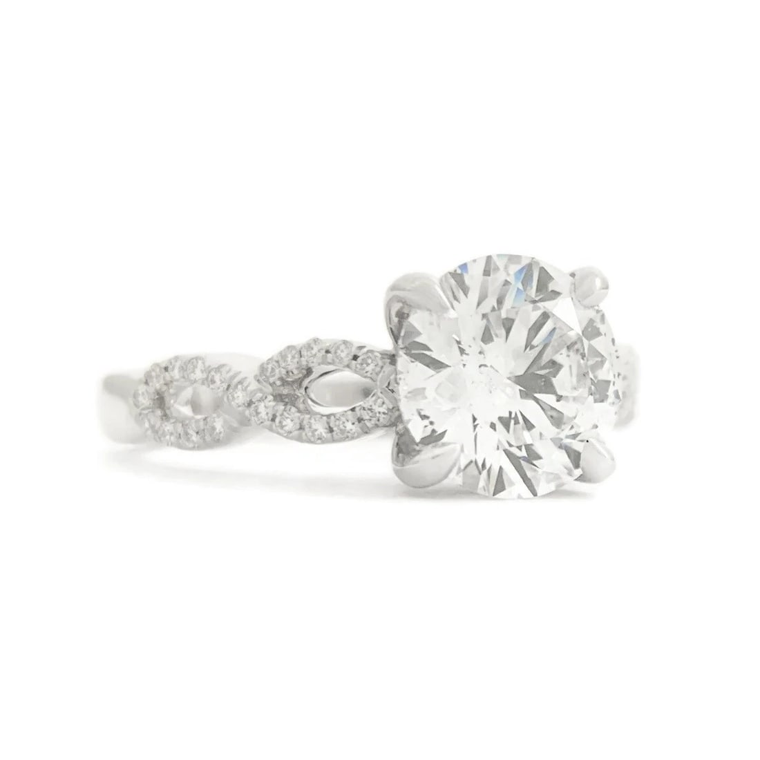 GIA Round Solitaire Diamond Infinity Engagement Ring 14K White Gold, 1.75 CTW: Title: GIA Round Solitaire Diamond Infinity Engagement Ring 14K White Gold, 1.75 CTW Description: GIA Round Solitaire Diamond Infinity Engagement Ring 14K White Gold, 1.75 CTW This is a gorgeous diamo