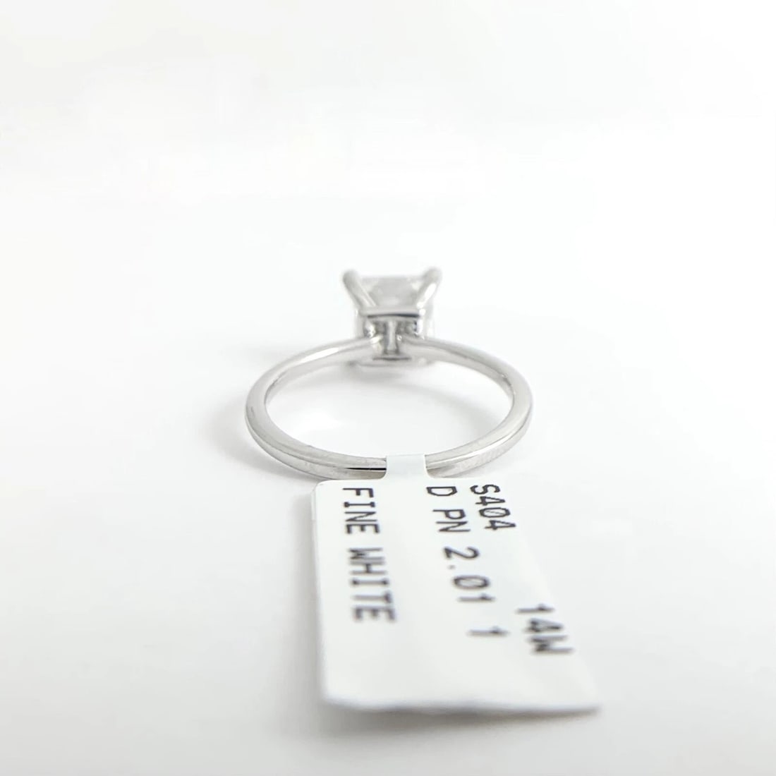 Princess Solitaire Diamond Engagement Ring Thin Band 14K White Gold, 2.01 CT - 10