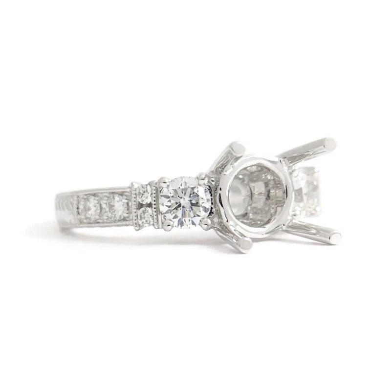 Milgrain Diamond Engagement Ring Setting Mounting 18K White Gold .51 CTW: Title: Milgrain Diamond Engagement Ring Setting Mounting 18K White Gold .51 CTW Description: Milgrain Diamond Engagement Ring Setting Mounting 18K White Gold .51 CTW This is a beautiful diamond engage