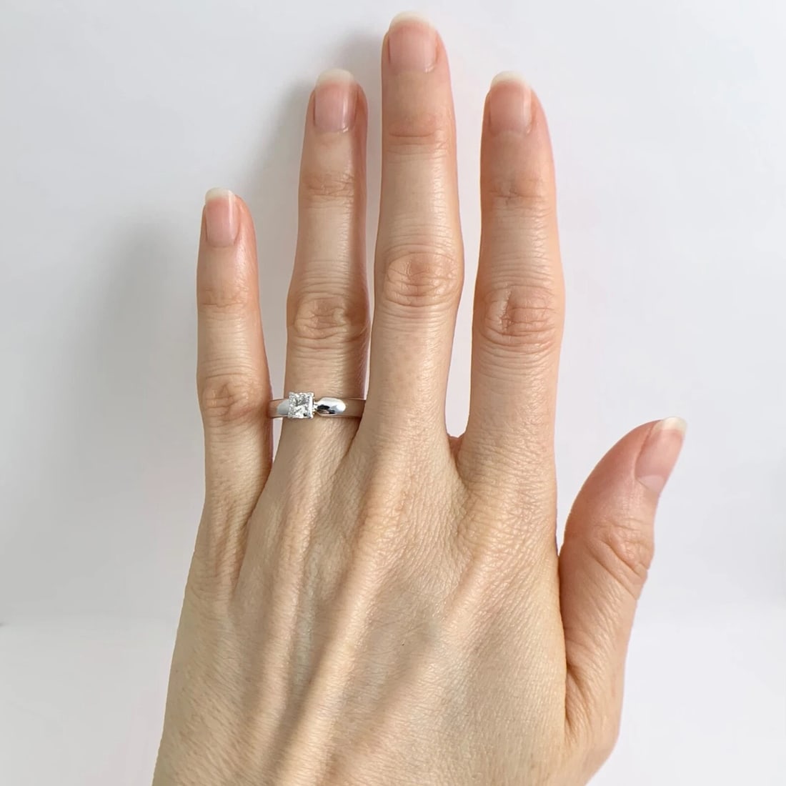 EGL Certified Princess Solitaire Diamond Engagement Ring 14K White Gold .52 CT - 2