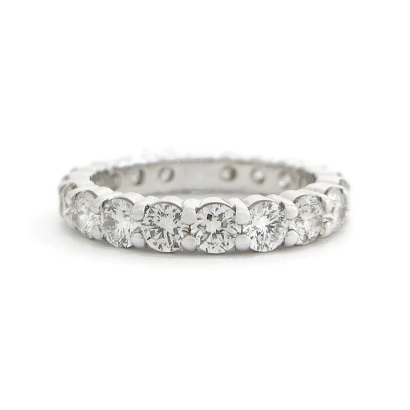 Round Diamond Eternity Ring Wedding Band 14K White Gold, Size 6.5, 2.53 CTW (1 of 8)