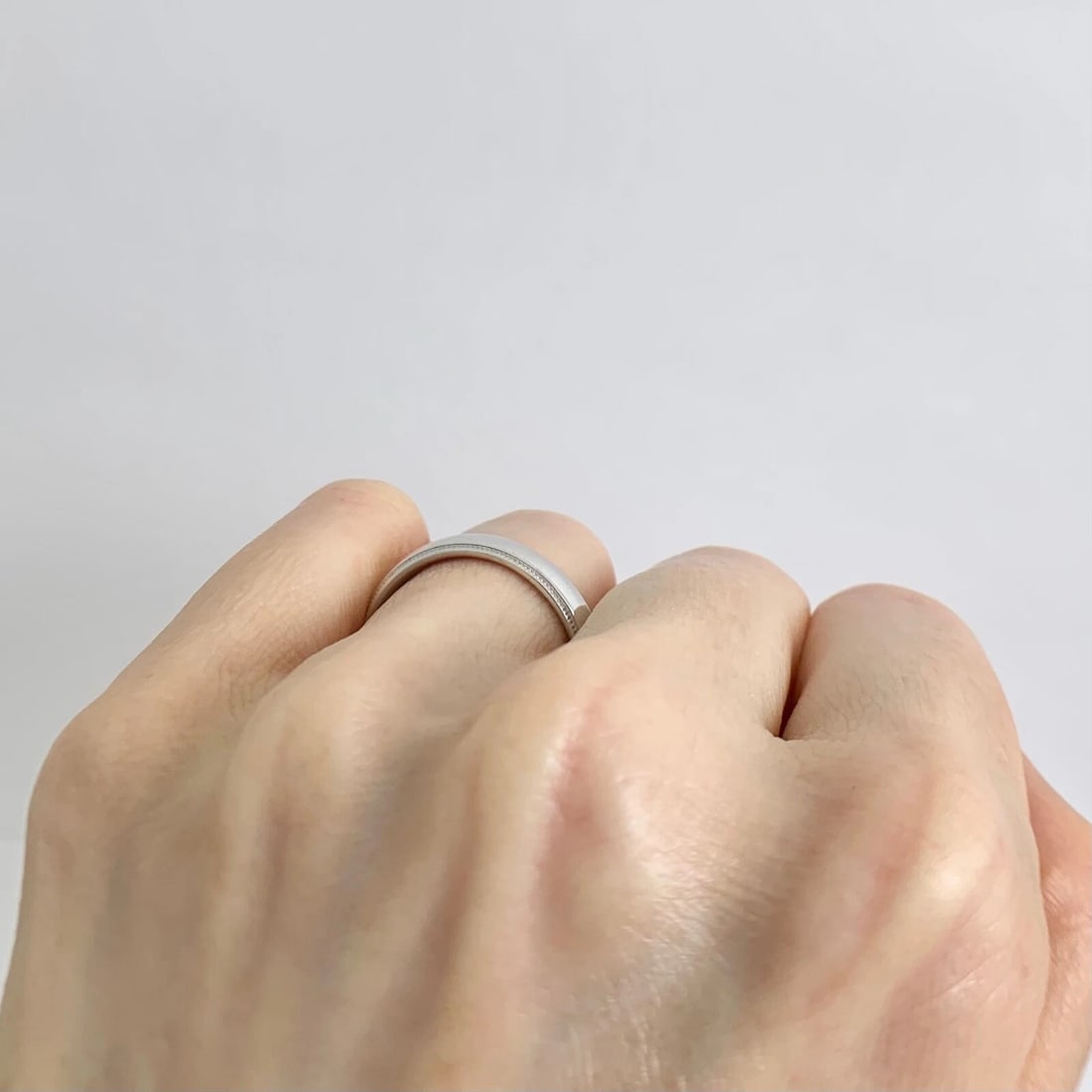 Men's Plain Milgrain Wedding Band Ring 14K White Gold, Size 9, 5 mm, 5.90 Grams - 6