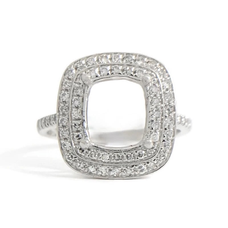 Double Cushion Halo Diamond Engagement Ring Setting Mounting Platinum .55 CTW: Title: Double Cushion Halo Diamond Engagement Ring Setting Mounting Platinum .55 CTW Description: Double Cushion Halo Diamond Engagement Ring Setting Mounting Platinum .55 CTW This is a gorgeous diamo