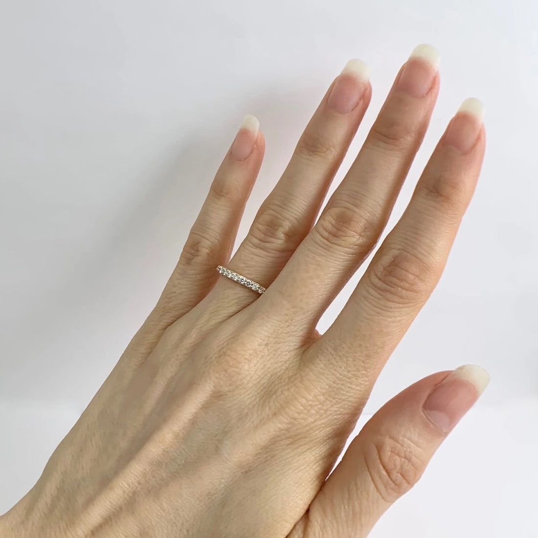 Diamond Eternity Wedding Band Ring 14K Yellow Gold, Size 4.25, 2.1 mm, .60 CTW - 4