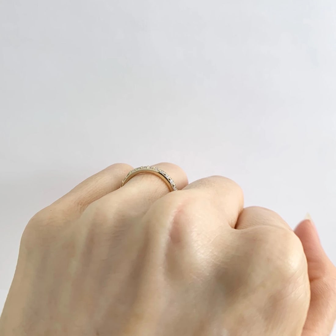 Diamond Eternity Wedding Band Ring 14K Yellow Gold, Size 4.25, 2.1 mm, .60 CTW - 5