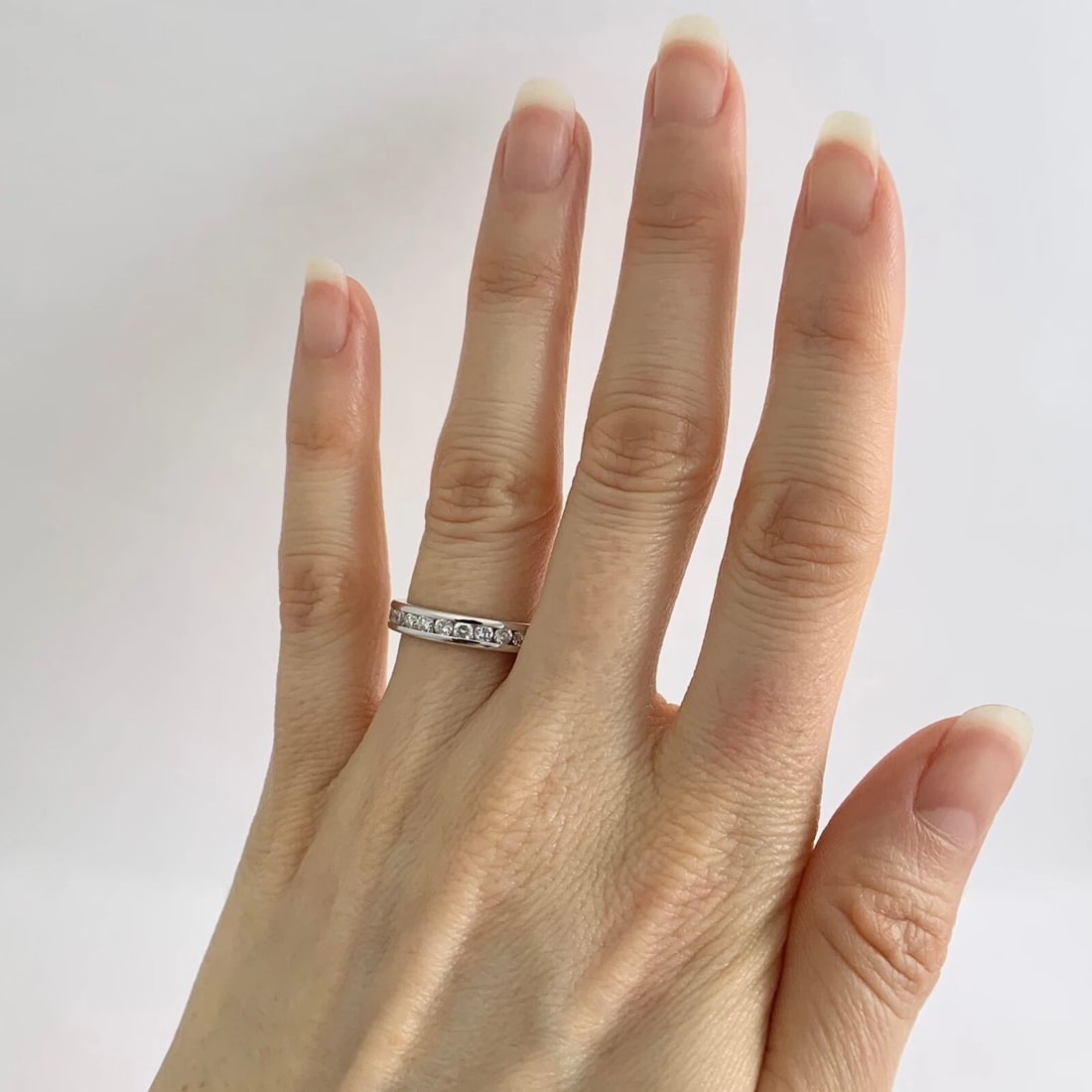 Round Diamond Channel-Set Eternity Ring Wedding Band 14K White Gold, Size 6 - 4