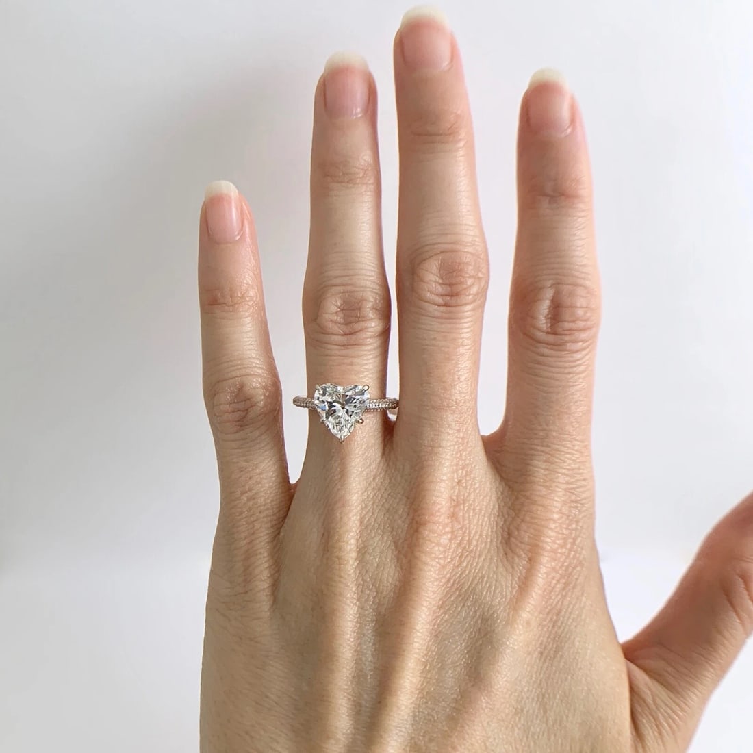 Heart Pave Diamond Engagement Ring Setting Mounting 14K Pink Rose Gold .45 CTW - 4