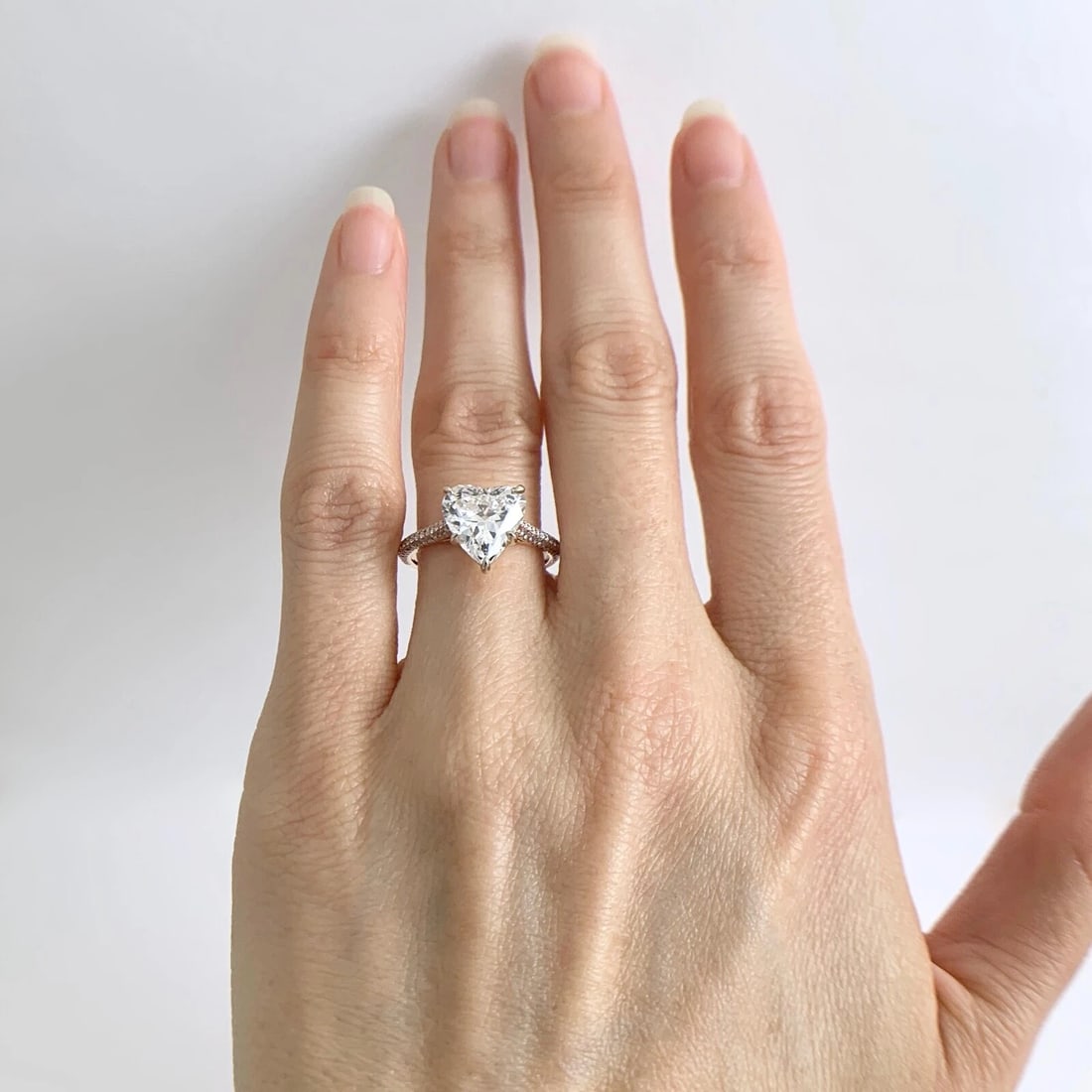 Heart Pave Diamond Engagement Ring Setting Mounting 14K Pink Rose Gold .45 CTW - 6