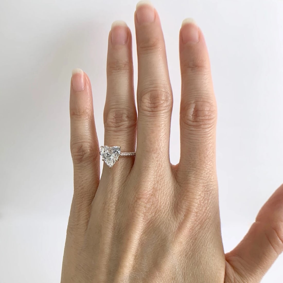Heart Pave Diamond Engagement Ring Setting Mounting 14K Pink Rose Gold .45 CTW - 7