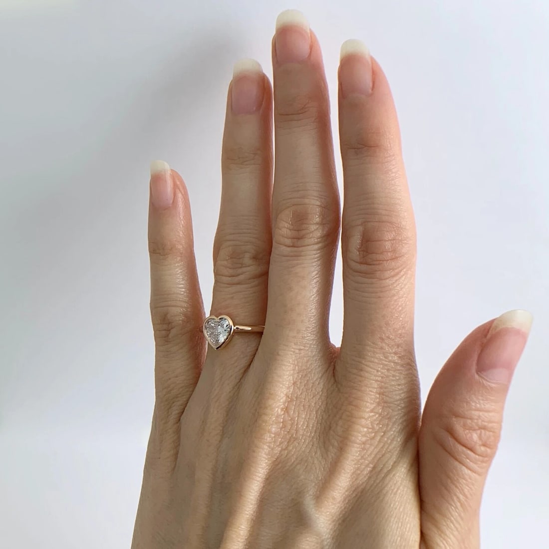 GIA Heart Bezel Solitaire Diamond Engagement Ring 14K Pink Rose Gold, .83 CT - 4